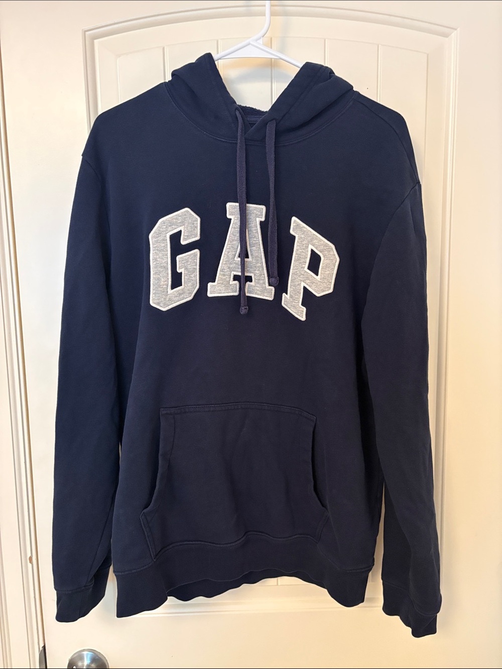 GAP Men's Navy Hoodie with White Logo